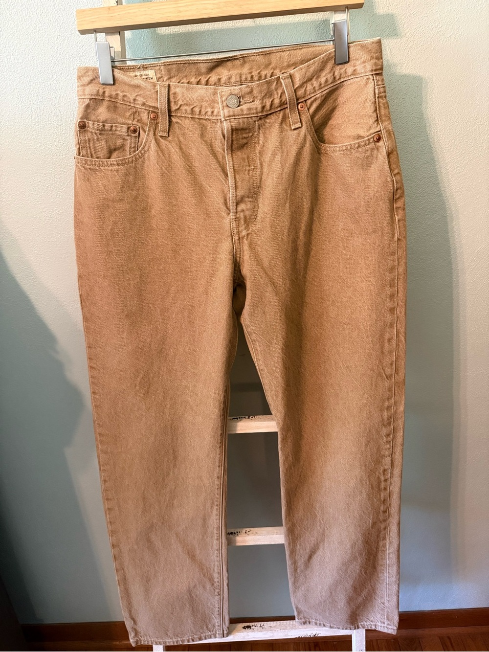 Levi’s Fresh Collection 501 High Rise Khaki Denim Jeans Women Size 29